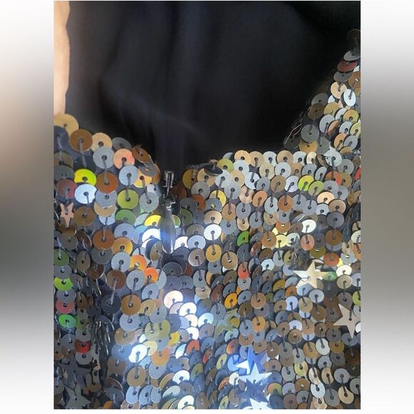 J Crew Collection Romper Sequin Starts Black Neckline  Lined Pockets Sz 6 - Picture 6 of 16